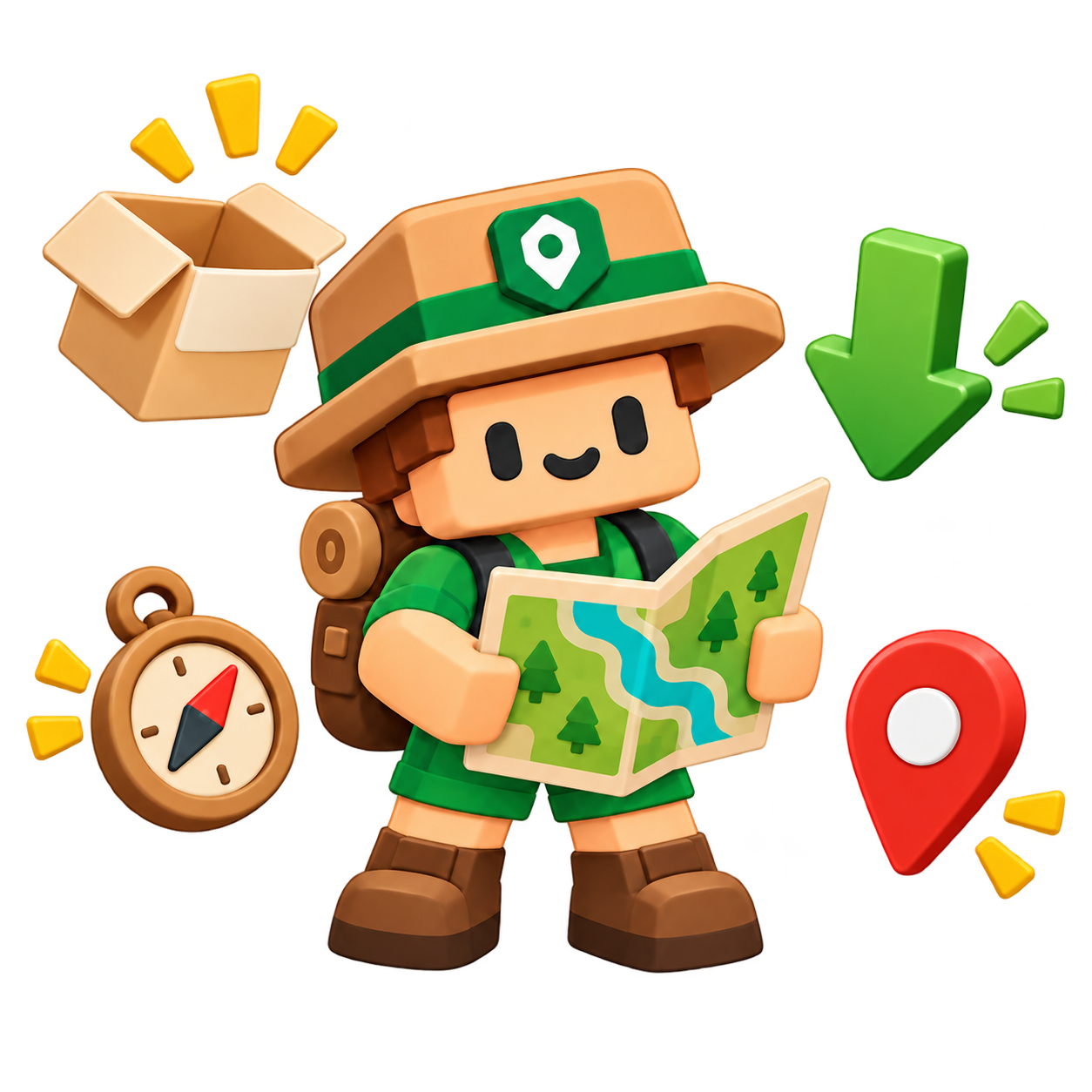 Explorer reading an open map